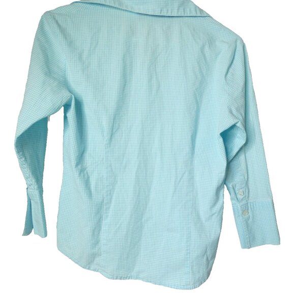 Benard Holtzman Fitted Shirt Size S Blue Check Cotton Button Up Long Sleeve - Picture 4 of 8